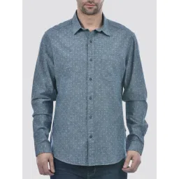Numero Uno Blue Cotton Slim Fit Printed Shirt-picture-18