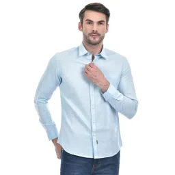 Numero Uno Blue Cotton Slim Fit Shirt-picture-40