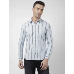 Numero Uno Blue Cotton Slim Fit Striped Shirt-picture-48
