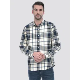Numero Uno Blue Denim Cotton Regular Fit Checks Shirt-picture-27