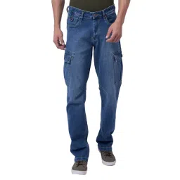NUMERO UNO Blue Solid Cargo Jeans-picture-33