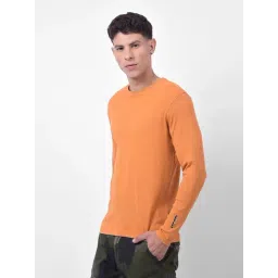 NUMERO UNO Bright Orange Cotton Solid Slim Fit T-Shirt image 4