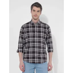 Numero Uno Coffee Cotton Regular Fit Checks Shirt-picture-39