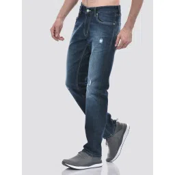 NUMERO UNO Dark Blue Faded Mid Rise Regular Fit Solid Stretchable Jeans image 3