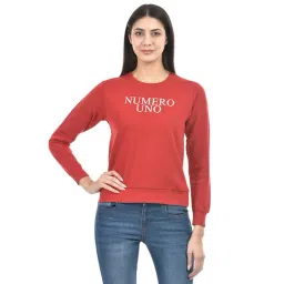 NUMERO UNO Dark Red & White Cotton Graphic Print Sweatshirt-picture-13