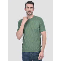Numero Uno Fern Green Cotton Regular Fit Textured T-Shirt-picture-11