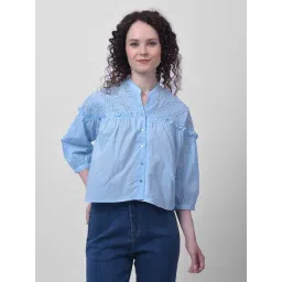NUMERO UNO Light Blue Blended Self Design Top-picture-16