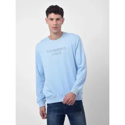 NUMERO UNO Light Blue Cotton Logo Print Regular Fit Sweatshirt-picture-11