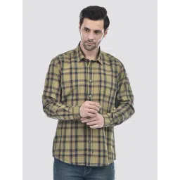 NUMERO UNO Light Olive Regular Fit Checks Shirt-picture-12
