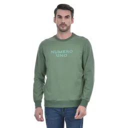 Numero Uno Light Olive Regular Fit Logo Printed Sweatshirt-picture-10
