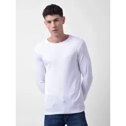 NUMERO UNO Light White Cotton Solid Slim Fit T-Shirt-picture-20