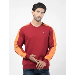 Numero Uno Maroon Regular Fit Colour Block Sweatshirt-picture-28
