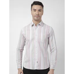 Numero Uno Men Spread Collar Vertical Striped Cotton Slim Fit Casual Shirt-picture-22