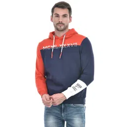 NUMERO UNO Navy & Red Regular Fit Hooded Sweatshirt-picture-21