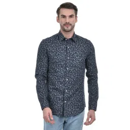 Numero Uno Navy Cotton Slim Fit Printed Shirt-picture-33