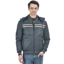 Numero Uno Navy Regular Fit Striped Hooded Jacket-picture-12