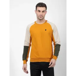 Numero Uno Orange & Olive Regular Fit Colorblock Sweatshirt-picture-41