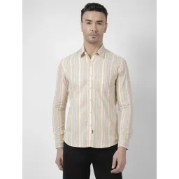 Numero Uno Orange Cotton Slim Fit Striped Shirt-picture-16