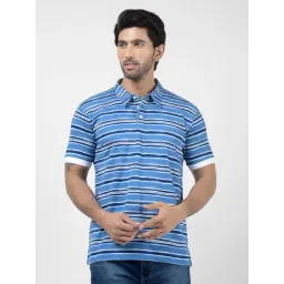 Numero Uno Pigeon Blue Regular Fit Striped Polo T-Shirt-picture-25