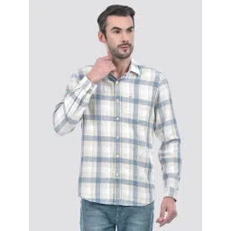 Numero Uno Power Blue Cotton Regular Fit Checks Shirt-picture-27