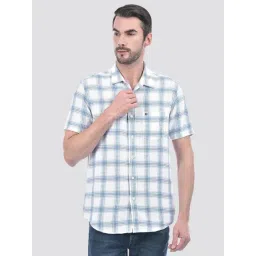 Numero Uno White Cotton Slim Fit Checks Shirt-picture-33