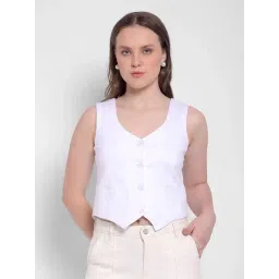 NUMERO UNO White Cotton Slim Fit Top-picture-13