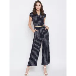 Nun Navy Blue & White Striped Basic Jumpsuit-picture-37