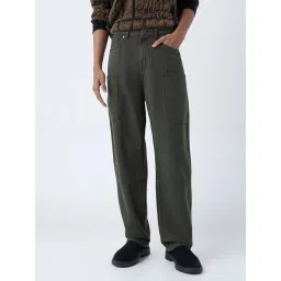 nuon men Nuon by Westside Dark Olive Relaxed-Fit Mid-Rise Jeans image 1