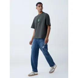 nuon men Nuon by Westside Olive Embroidered Relaxed-Fit Cotton T-Shirt image 3