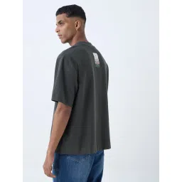 nuon men Nuon by Westside Olive Embroidered Relaxed-Fit Cotton T-Shirt image 2