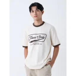 nuon men Nuon by Westside Beige Text Design Relaxed-Fit Cotton T-Shirt-picture-16