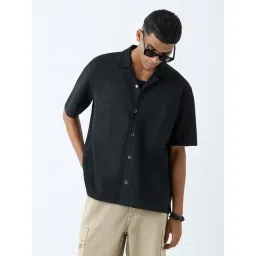 nuon men Nuon by Westside Black Embroidered Relaxed-Fit Shirt-picture-10