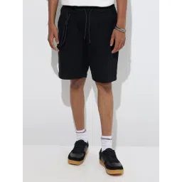 nuon men Nuon by Westside Black Relaxed-Fit Mid-Rise Cotton-Blend Shorts-picture-37