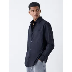 nuon men Nuon by Westside Black Solid Relaxed-Fit Cotton Shirt-picture-41