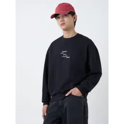 nuon men Nuon by Westside Black Text Design Relaxed-Fit Cotton Sweatshirt-picture-21