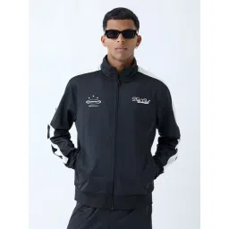 nuon men Nuon by Westside Black Text Design Relaxed-Fit Jacket-picture-14