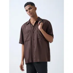 nuon men Nuon by Westside Brown Solid Relaxed-Fit Shirt-picture-39