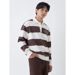 nuon men Nuon by Westside Dark Brown Relaxed-Fit Cotton-Blend Polo Sweatshirt-picture-18