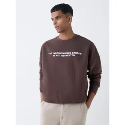 nuon men Nuon by Westside Dark Brown Relaxed Fit Cotton-Blend Sweatshirt-picture-26