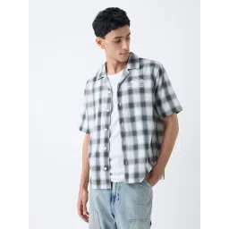 nuon men Nuon by Westside Dark Green Checkered Relaxed-Fit Cotton Shirt-picture-22
