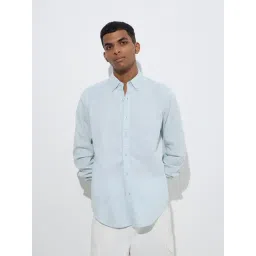 nuon men Nuon by Westside Light Blue Solid Relaxed-Fit Cotton Shirt-picture-39