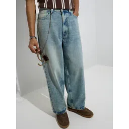 nuon men Nuon by Westside Light Blue Washed Barrel-Fit Mid-Rise Jeans-picture-30