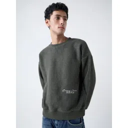 nuon men Nuon by Westside Olive Text Design Relaxed-Fit Cotton-Blend Sweatshirt-picture-19