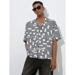 nuon men Nuon by Westside White Geometric Printed Relaxed-Fit Shirt-picture-45