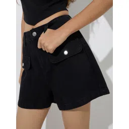 nuon women Nuon by Westside Black High-Rise Denim Shorts image 4