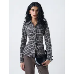 nuon women Nuon by Westside Black Check Printed Cotton Shirt-picture-29