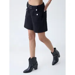 nuon women Nuon by Westside Black High-Rise Denim Skorts with Belt-picture-28