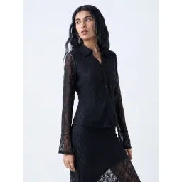 nuon women Nuon by Westside Black Lace-Detailed Shirt-picture-40
