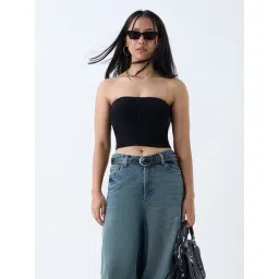 nuon women Nuon by Westside Black Ribbed-Textured Tube Top-picture-21