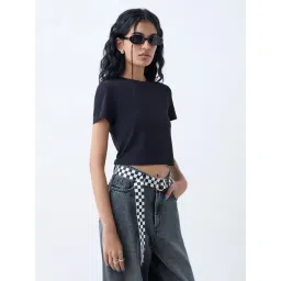 nuon women Nuon by Westside Black Solid Cotton-Blend T-Shirt-picture-42